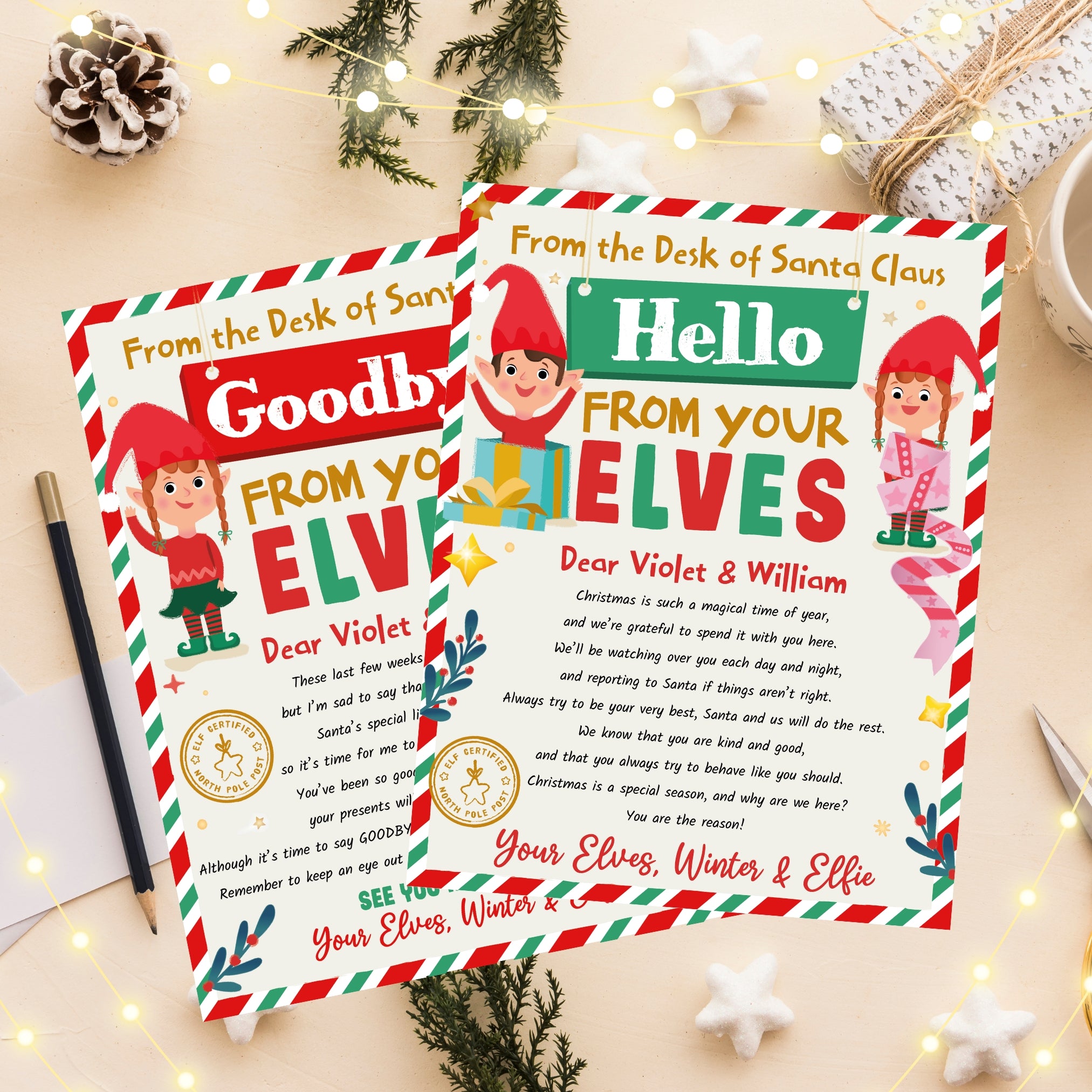Christmas Eve Santa Elves Letters 1 editable elf arrival and return letter templates | christmas
