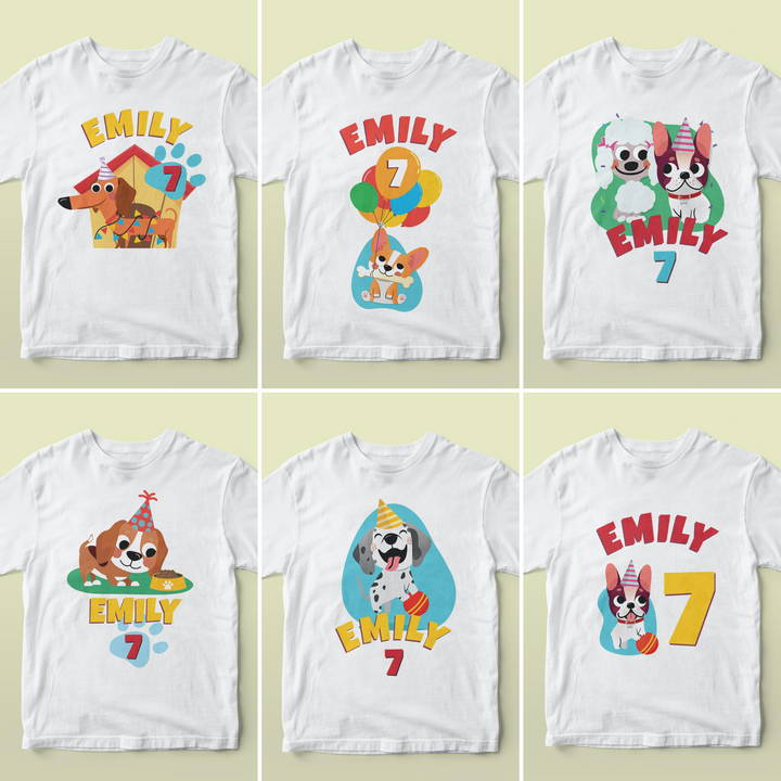Puppy Dogs Birthday Shirt Designs Family Bundle