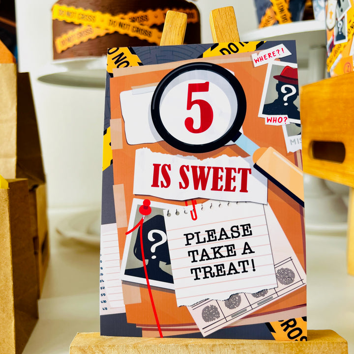Detective Party Treats Sign, Spy Party, Secret Agent Party, Murder Mystery Party, Party Decoration