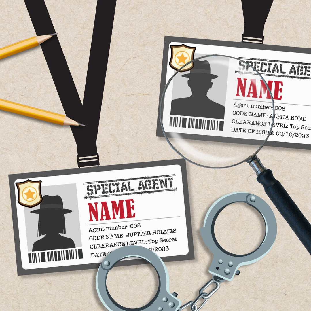 Detective Badge | Secret Agent ID Card | Spy Identity Pass | Special Agent Badge ID Card | Pretend Play Game | Murder Mystery Party Game