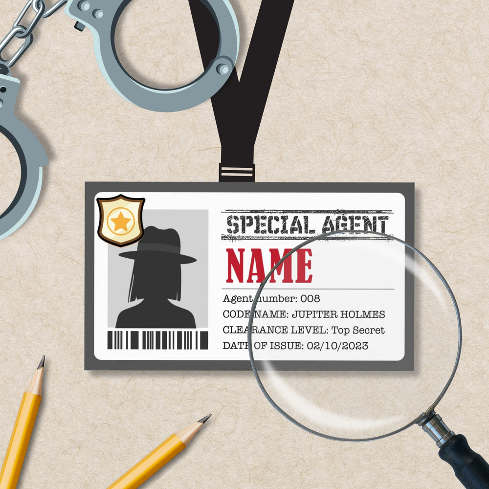 Detective Badge | Secret Agent ID Card | Spy Identity Pass | Special Agent Badge ID Card | Pretend Play Game | Murder Mystery Party Game