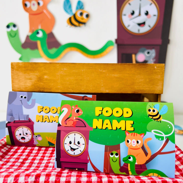 Hickory Dickory Dock Party Food Labels | Nursery Rhymes Party Food Tent Cards| Mouse went up the Clock Party Decor Place Cards | First Birthday