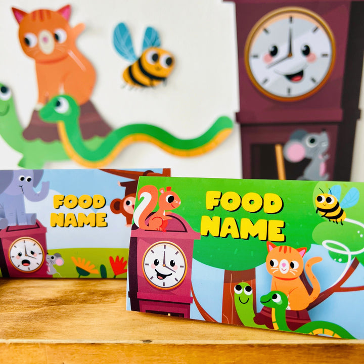Hickory Dickory Dock Party Food Labels | Nursery Rhymes Party Food Tent Cards| Mouse went up the Clock Party Decor Place Cards | First Birthday