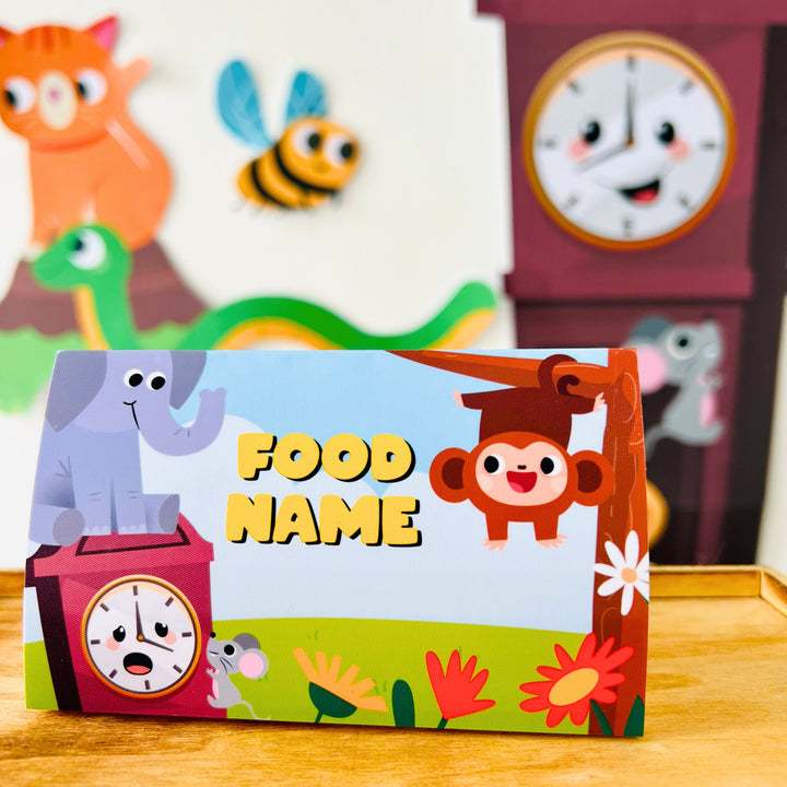 Hickory Dickory Dock Party Food Labels | Nursery Rhymes Party Food Tent Cards| Mouse went up the Clock Party Decor Place Cards | First Birthday