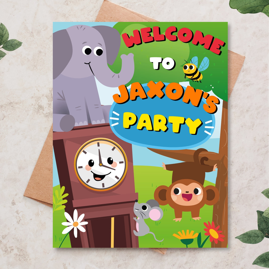 Hickory Dickory Dock Birthday Party Welcome Sign | Nursery Rhymes Party Yard Sign | Mouse went up the Clock Party Decor | First Birthday