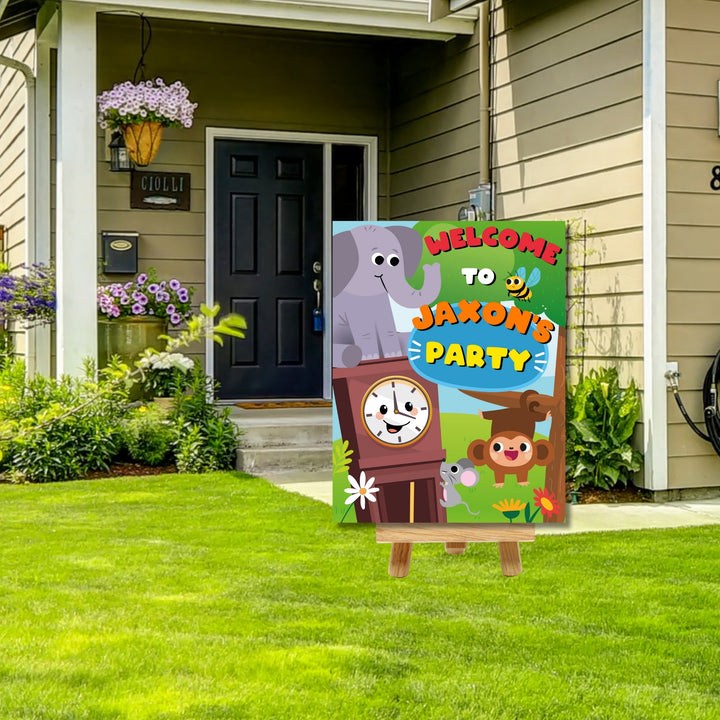 Hickory Dickory Dock Birthday Party Welcome Sign | Nursery Rhymes Party Yard Sign | Mouse went up the Clock Party Decor | First Birthday