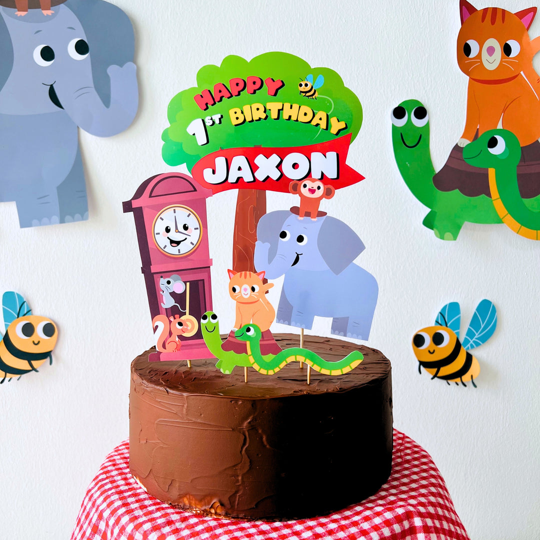 Hickory Dickory Dock Birthday Cake Topper | Nursery Rhymes Party Cake Decor | Mouse went up the Clock Party Decor | First Birthday