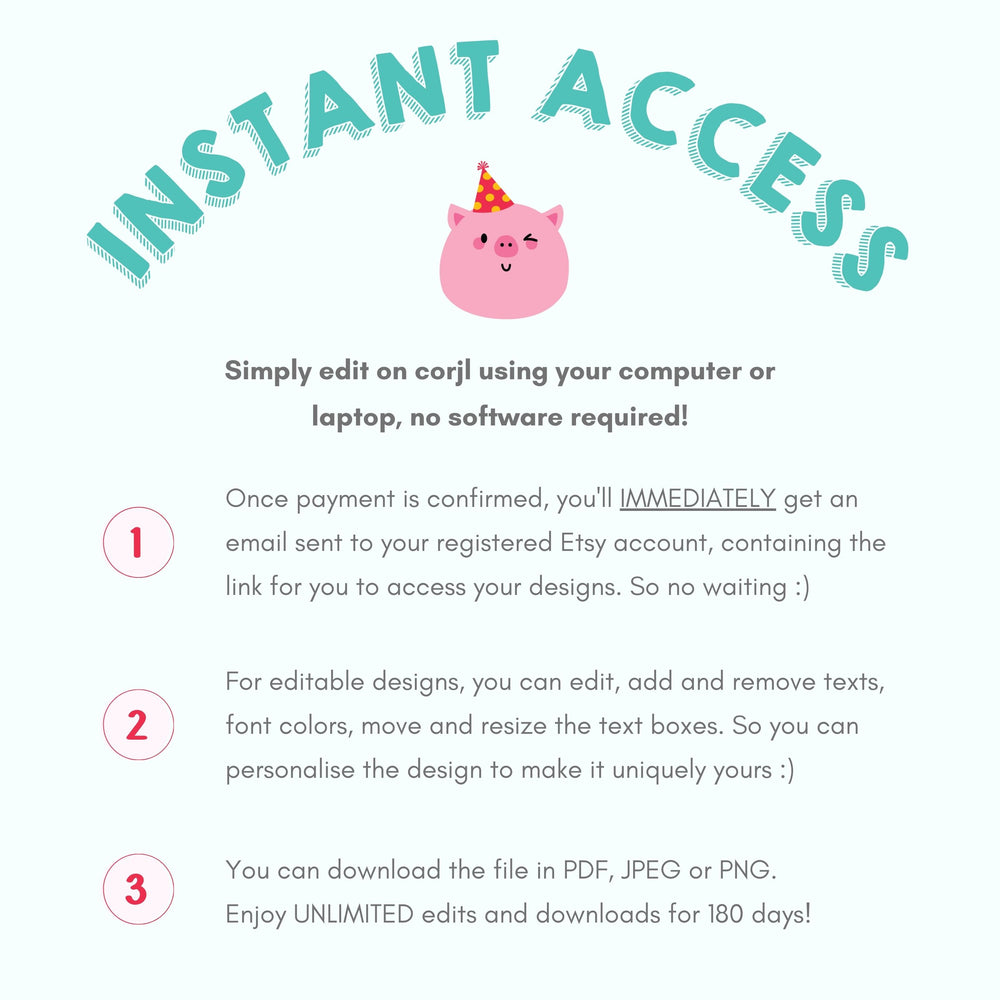 Pigsy Party Printable | Instant Download, easy to edit