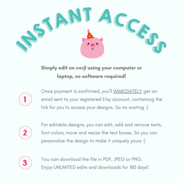 Pigsy Party Printable | Instant Download, easy to edit