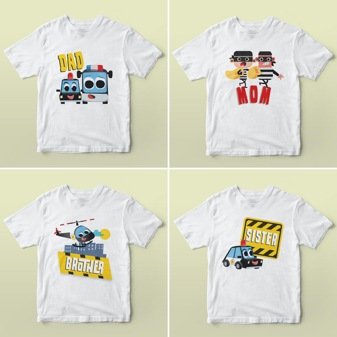 Police Patrol Birthday Shirt Designs Family Bundle