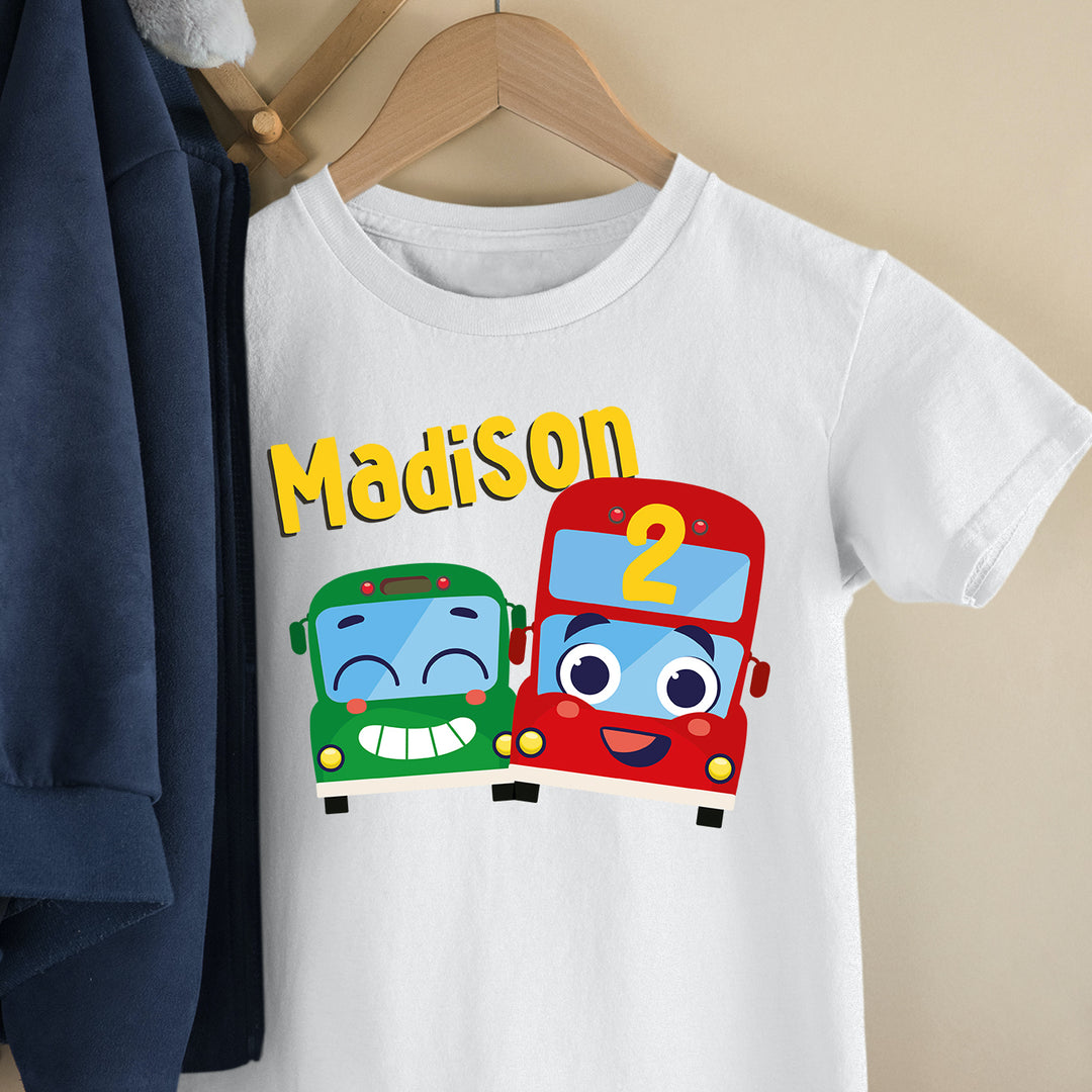 Wheels on the Bus Go Round Birthday Shirt