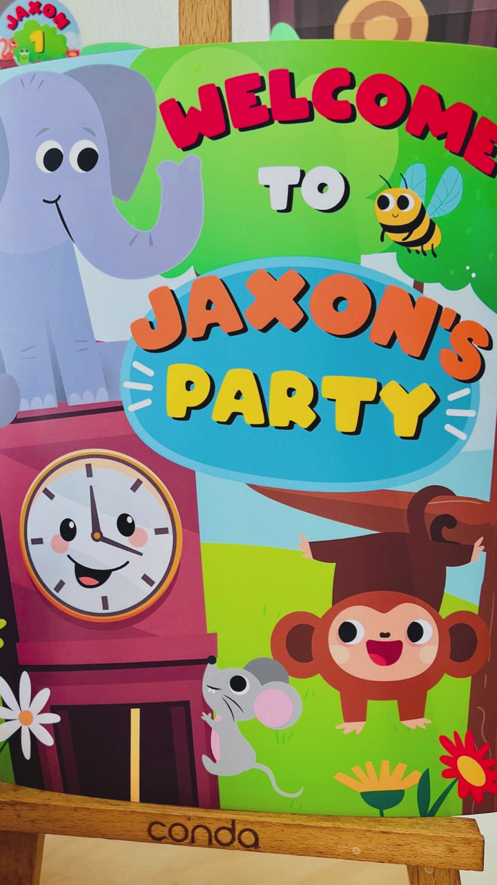 Hickory Dickory Dock Birthday Party Welcome Sign | Nursery Rhymes Party Yard Sign | Mouse went up the Clock Party Decor | First Birthday