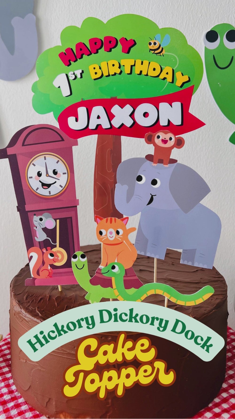Hickory Dickory Dock Birthday Cake Topper | Nursery Rhymes Party Cake Decor | Mouse went up the Clock Party Decor | First Birthday