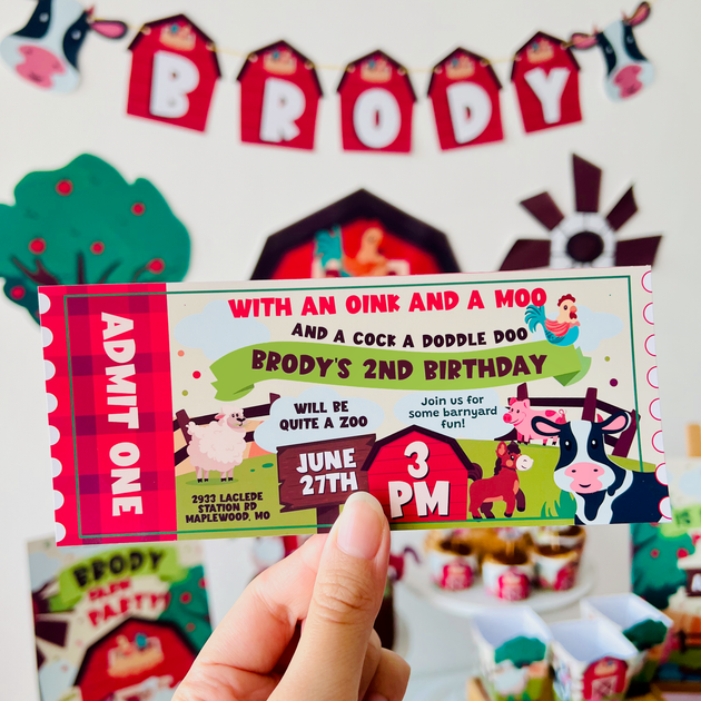 Animal Farm Ticket Invitation Printables Pigsy Party PigsyParty