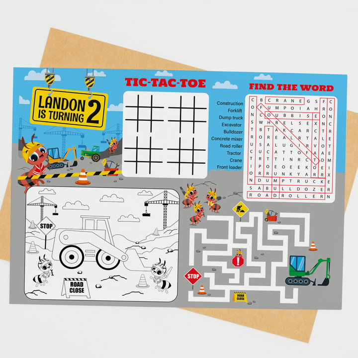 Ants Construction Trucks Coloring Placemat