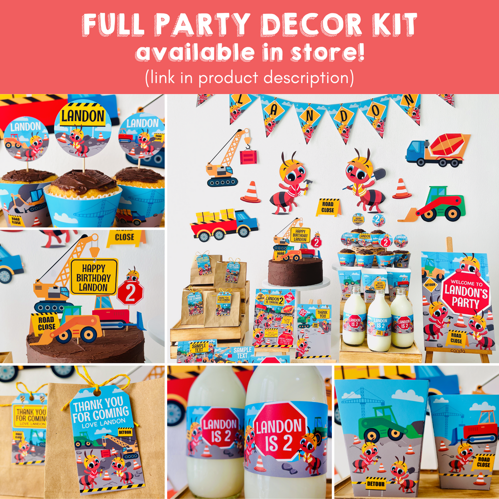 Ants Construction Trucks Full Party Decor Kit