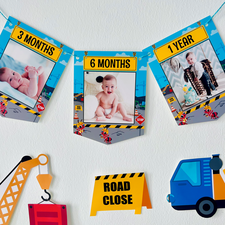 Ants Construction Trucks Milestone Photo Banner