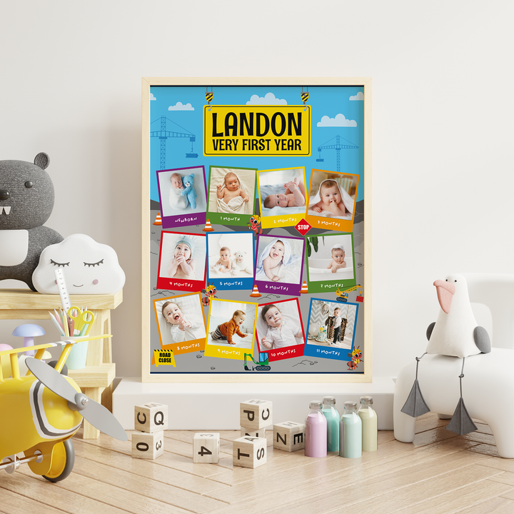 Ants Construction Trucks Milestone Photo Board