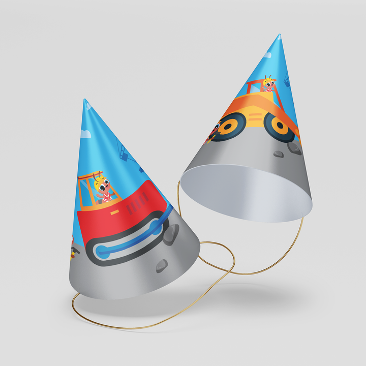 Ants Construction Trucks Party Hats