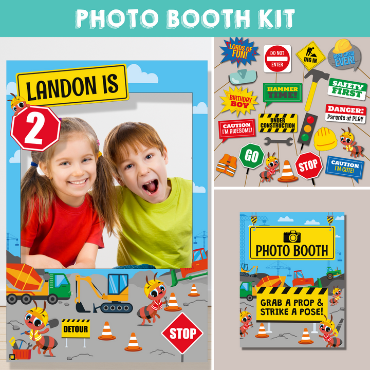 Ants Construction Trucks Photo Booth Kit