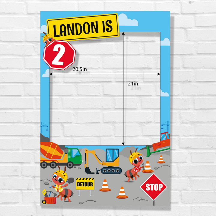 Ants Construction Trucks Photobooth Frame