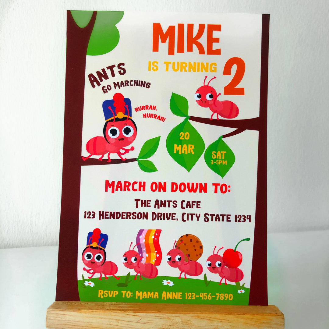 Ants go Marching Birthday Invitation