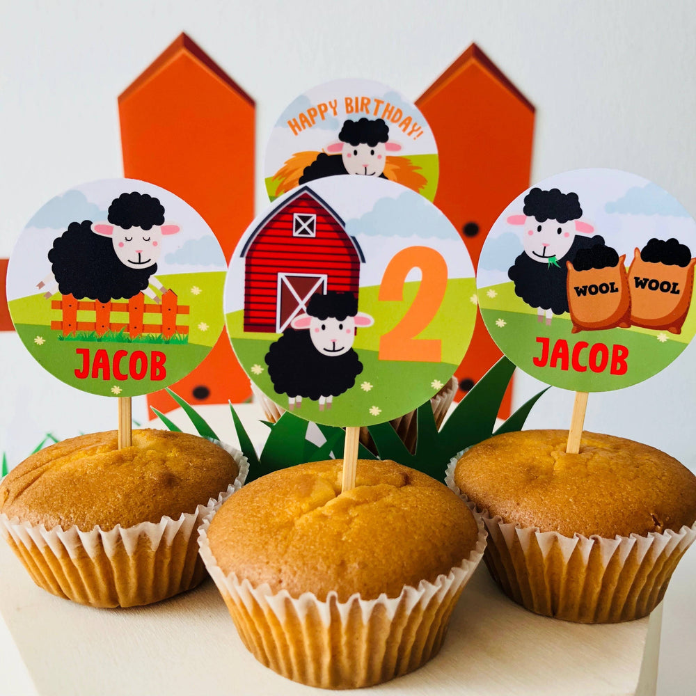 Baa Baa Black Sheep Cupcake Toppers