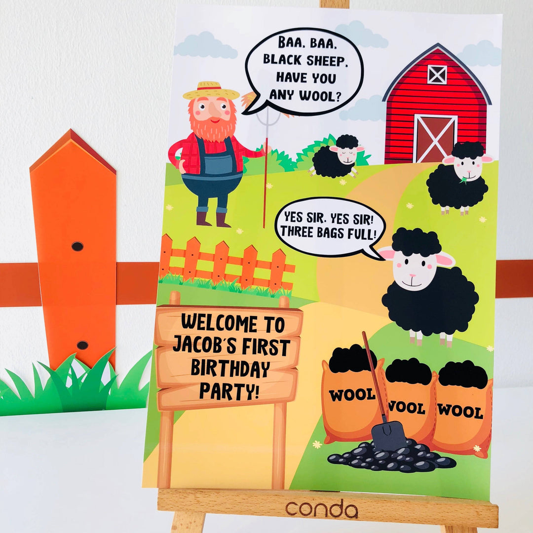 Baa Baa Black Sheep Party Welcome Sign
