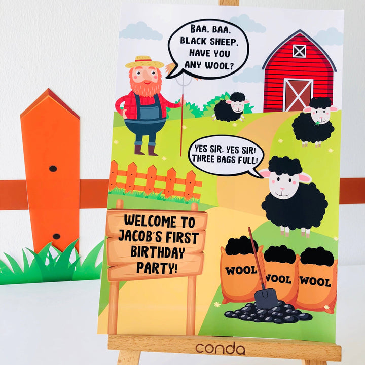 Baa Baa Black Sheep Party Welcome Sign