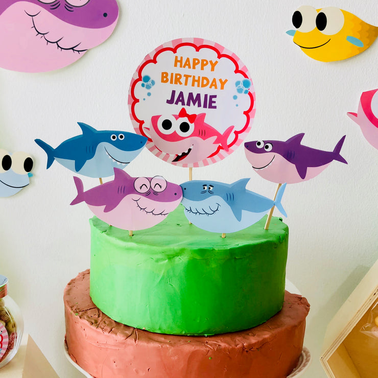 Pink Baby Shark Cake Topper