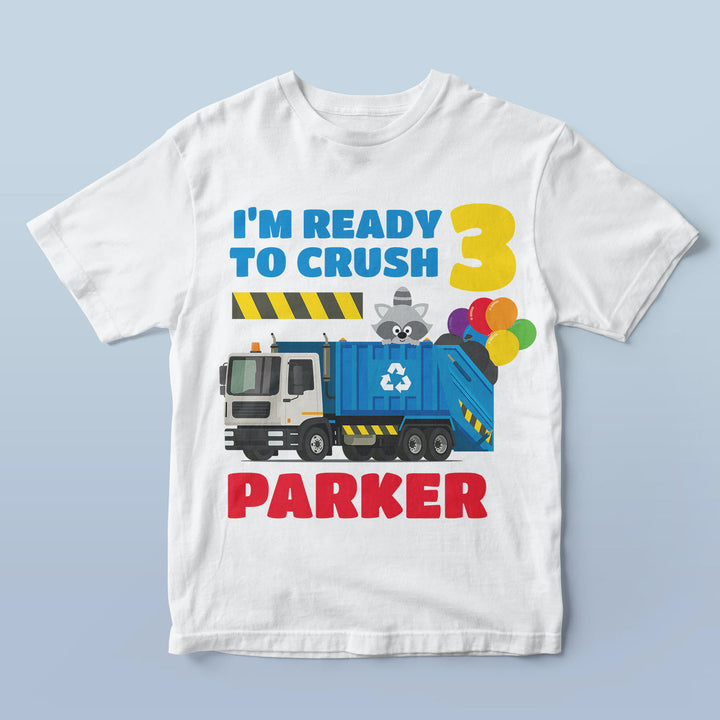 Blue Garbage Truck Birthday Shirt