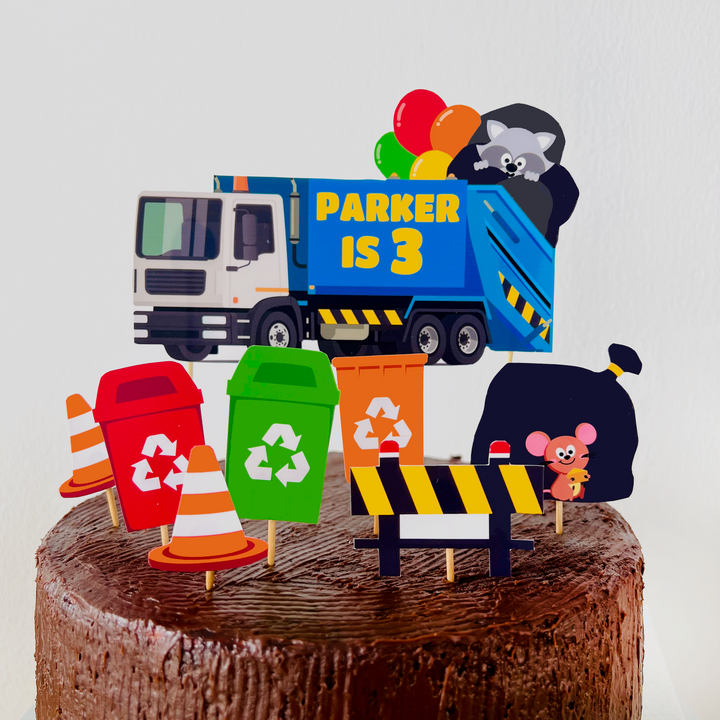 Blue Garbage Truck Cake Topper
