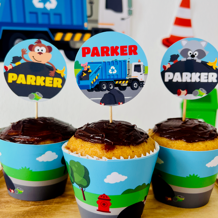 Blue Garbage Truck Cupcake Wrappers
