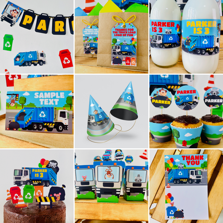 Blue Garbage Truck Decor Kit