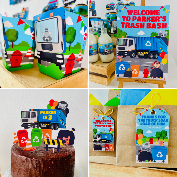 Blue Garbage Truck Decoration Kit