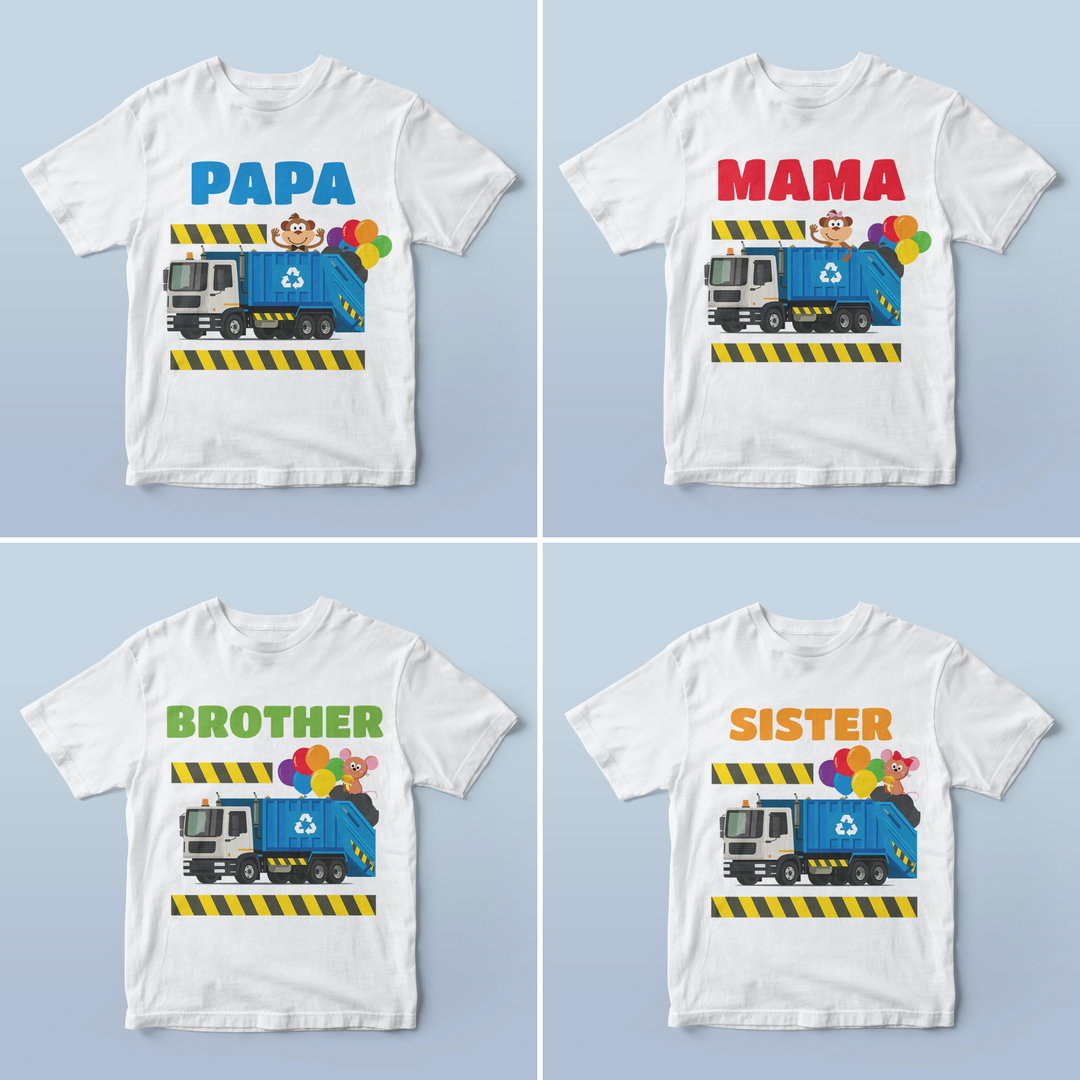 Blue Garbage Truck Family Shirt Designs