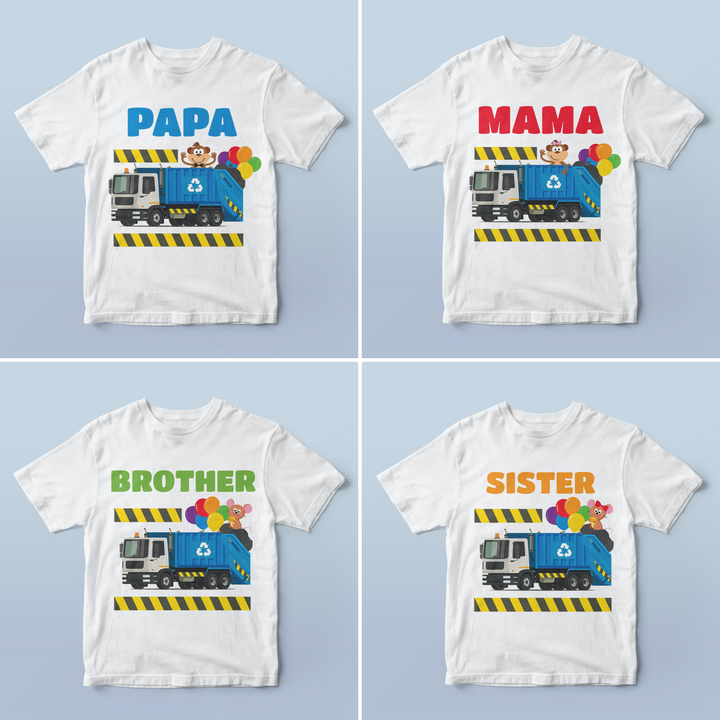 Blue Garbage Truck Family Shirt Designs