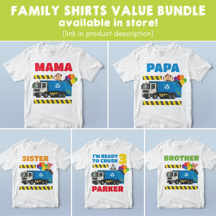 Blue Garbage Truck Family Shirts Value Bundle