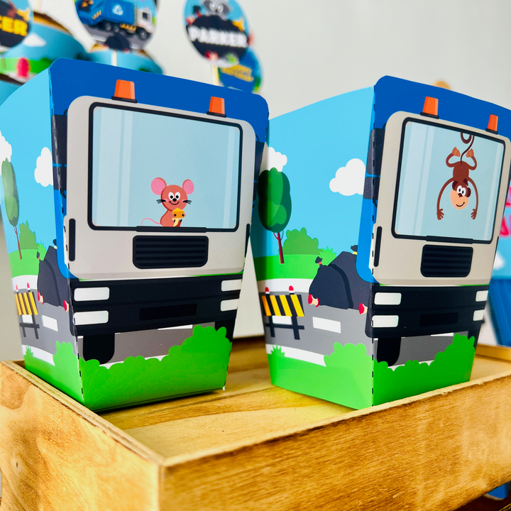 Blue Garbage Truck Favor Box