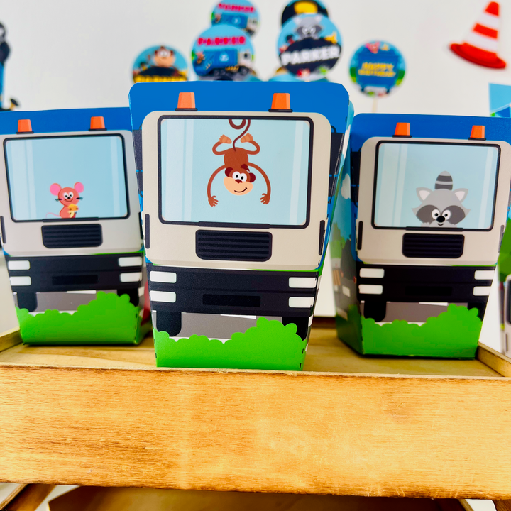 Blue Garbage Truck Favor Boxes