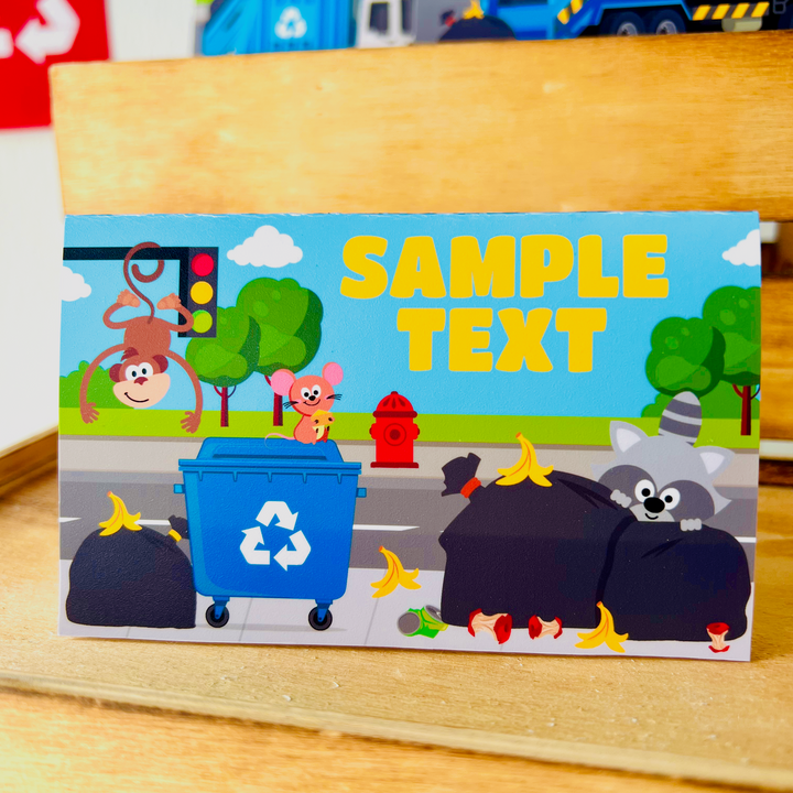 Blue Garbage Truck Food Labels