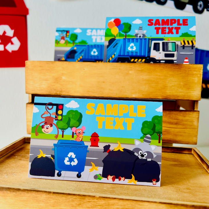 Blue Garbage Truck Food Labels