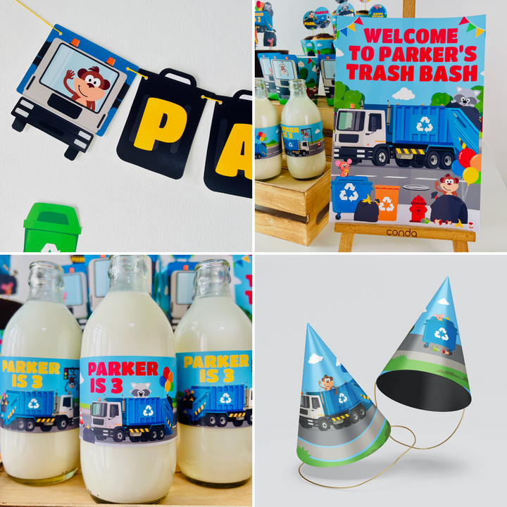 Blue Garbage Truck Full Decor Set