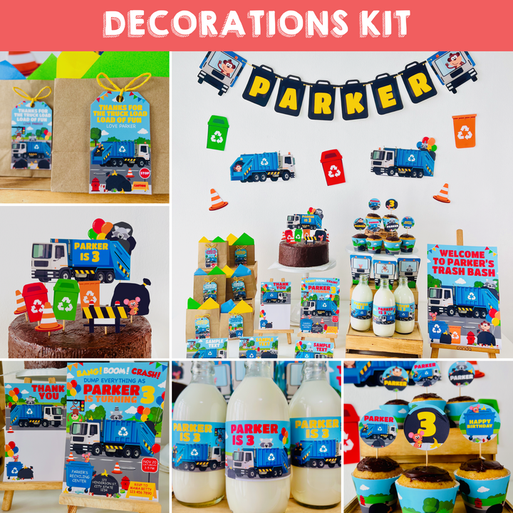 Blue Garbage Truck Full Party Decor Kit