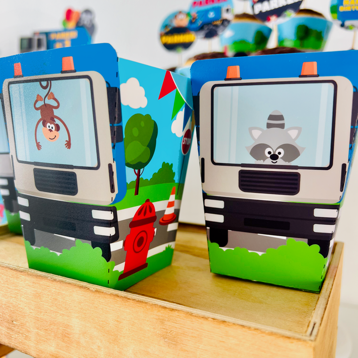Blue Garbage Truck Party Favor Boxes