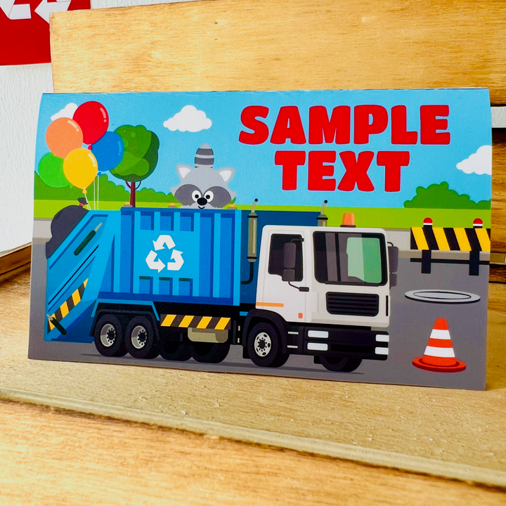 Blue Garbage Truck Party Food Label
