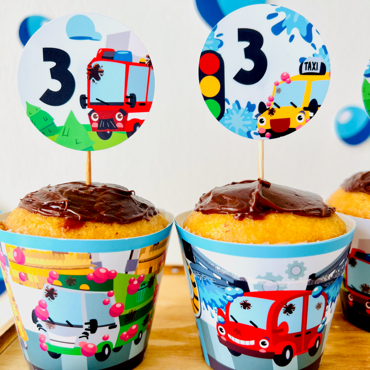 Car Wash Birthday Cupcake Wrappers