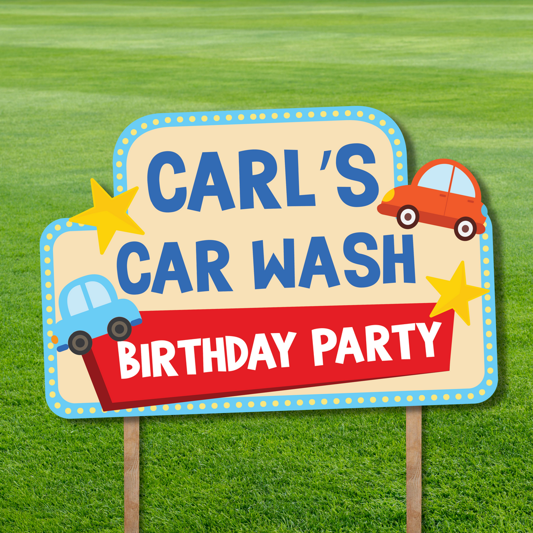 Car Wash Birthday Yard Sign