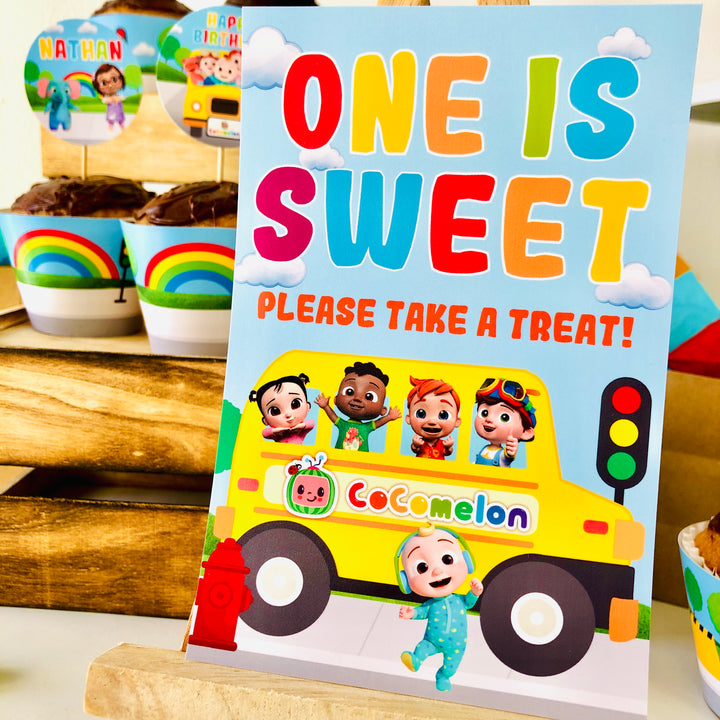 Cocomelon Wheels on the Bus Party Treat Sign