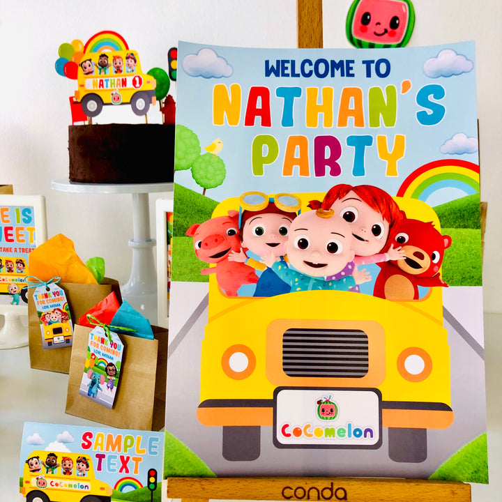 Cocomelon Wheels on the Bus Party Welcome Sign